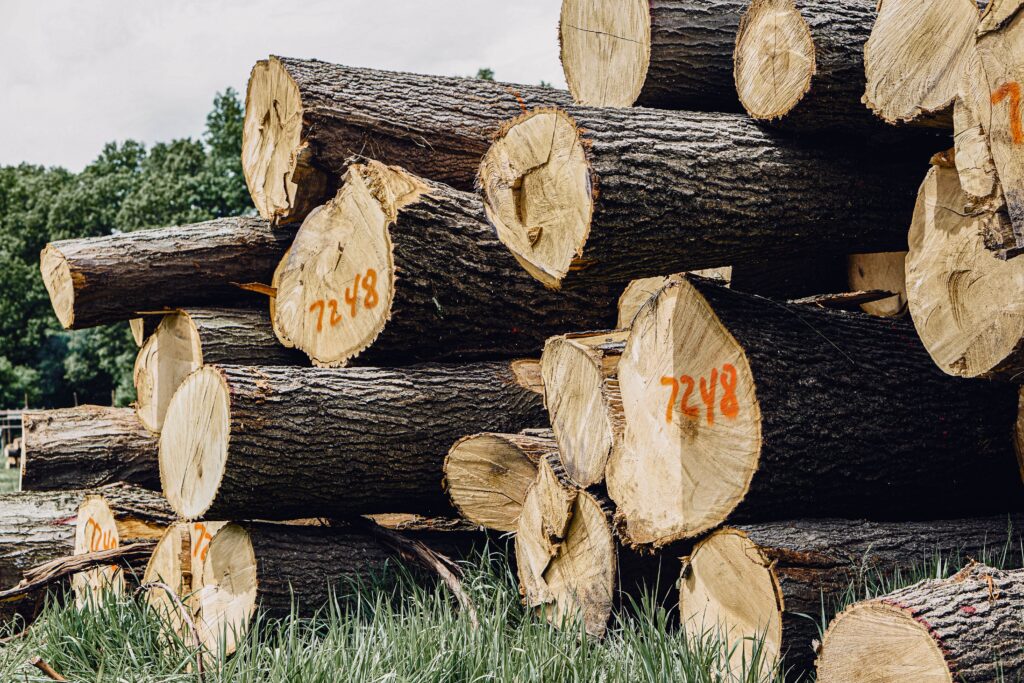 Stack of hardwood lumber that has been numbered at Buskirk Lumber's sawmill located in Freeport, MI.